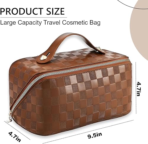 Miniatura 5 de Bolsa de maquillaje de viaje para mujer, Marrón, Vida cotidiana