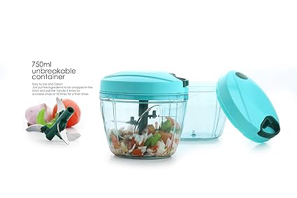 Lion Lender Plastic Handy Chopper, Vegetable Chopper, Onion Chopper for Kitchen (750 ml, Blue )