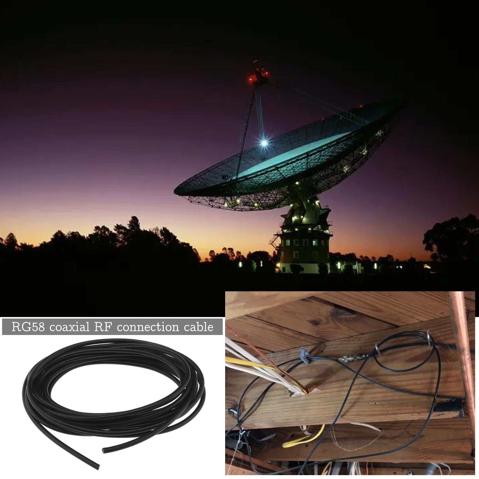 Câble coaxial RG58 RF 5 m Be In Your Mind Câble coaxial RF à faible perte RG58 pour bureau maison routeur antenne appareil WiFi talkie-walkie radio ordinateur