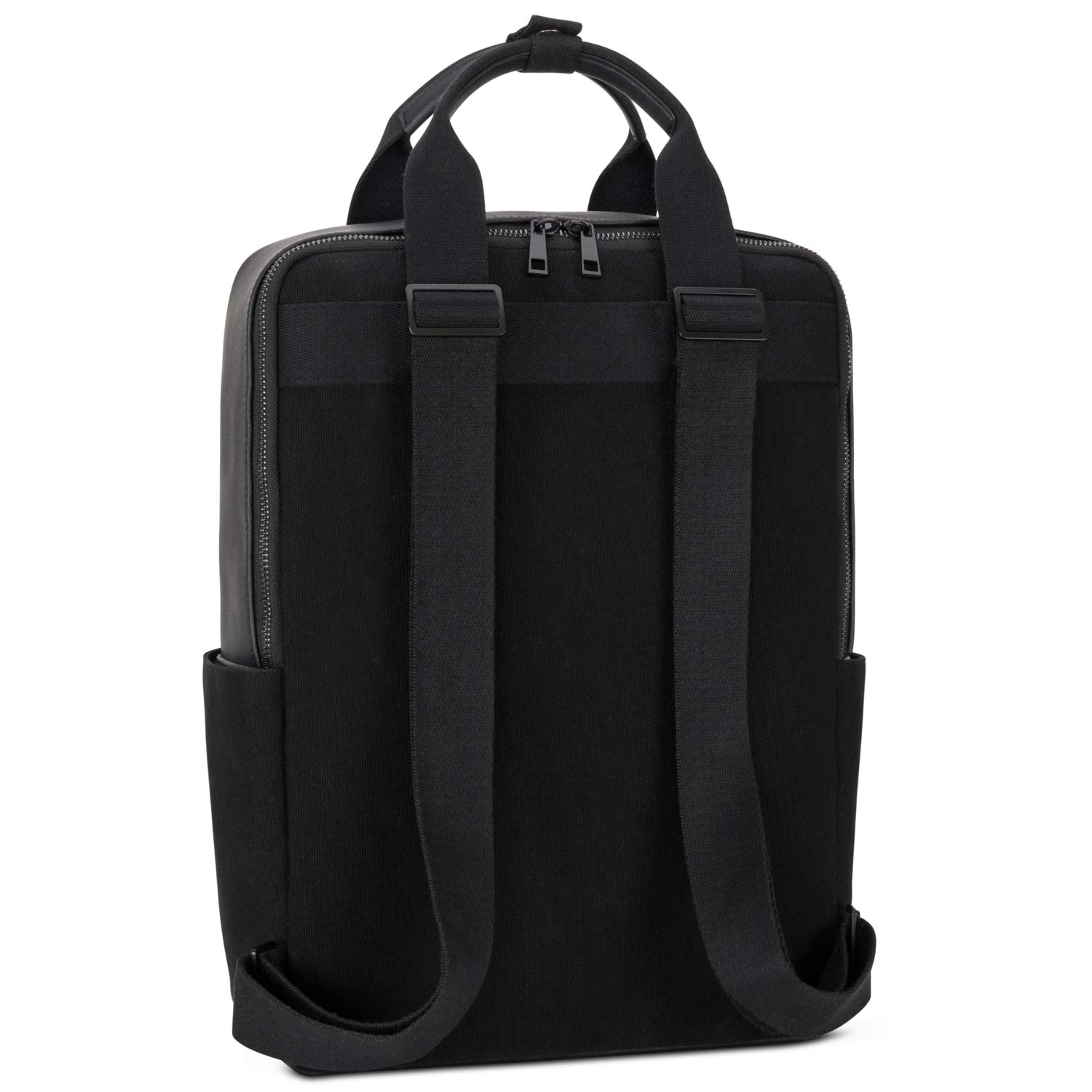 Plecak damski – Expatrié Mila Daypack z bawełnianego płótna i wegańskiej skóry – plecak na co dzień mały na czas wolny i do pracy – torba 12 litrów z kieszenią na laptopa 15 cali, czarny (czarny) - EXP00110