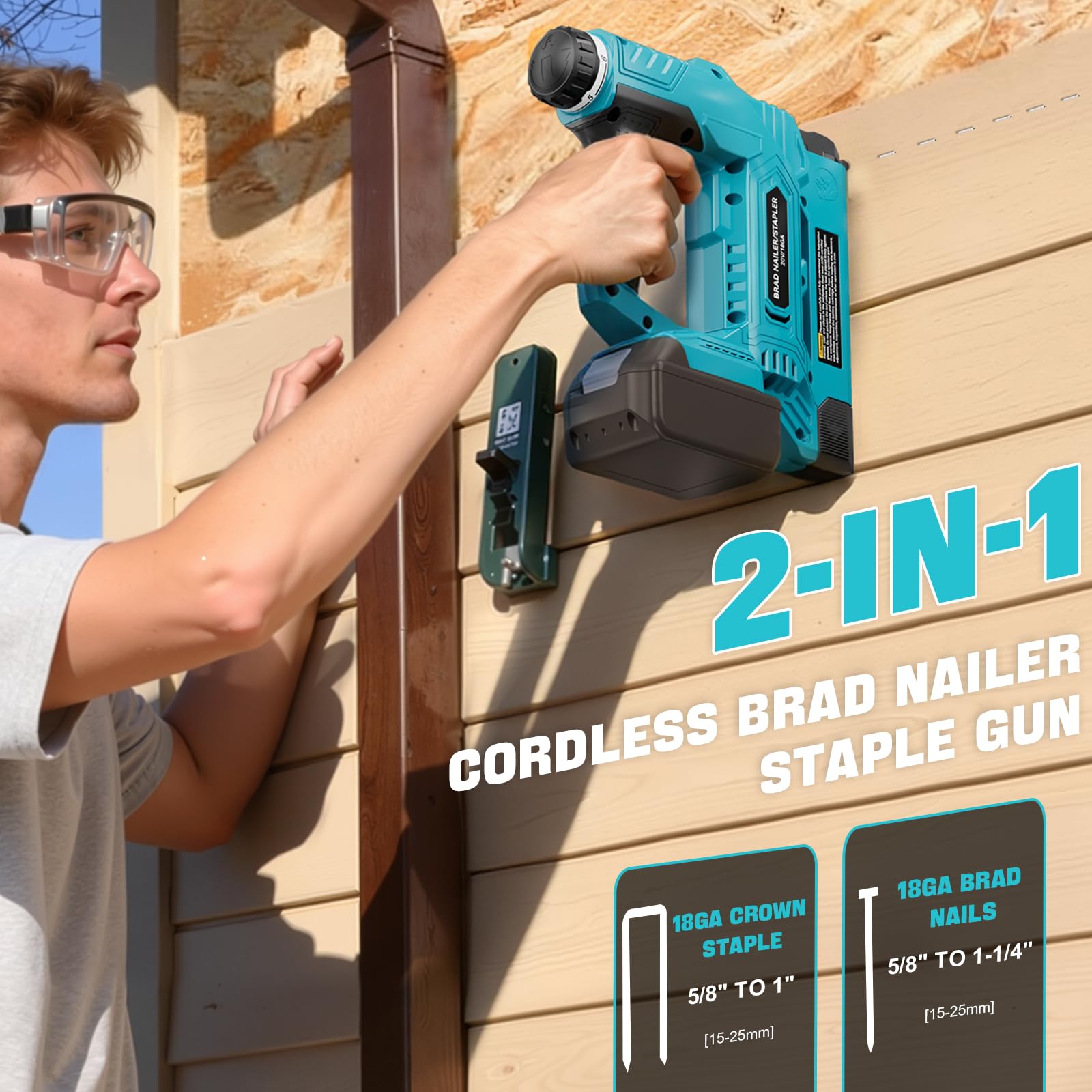 Ecarke 2-in-1 Akku-Nagler & Tacker kompatibel mit Makita 18V, 18GA