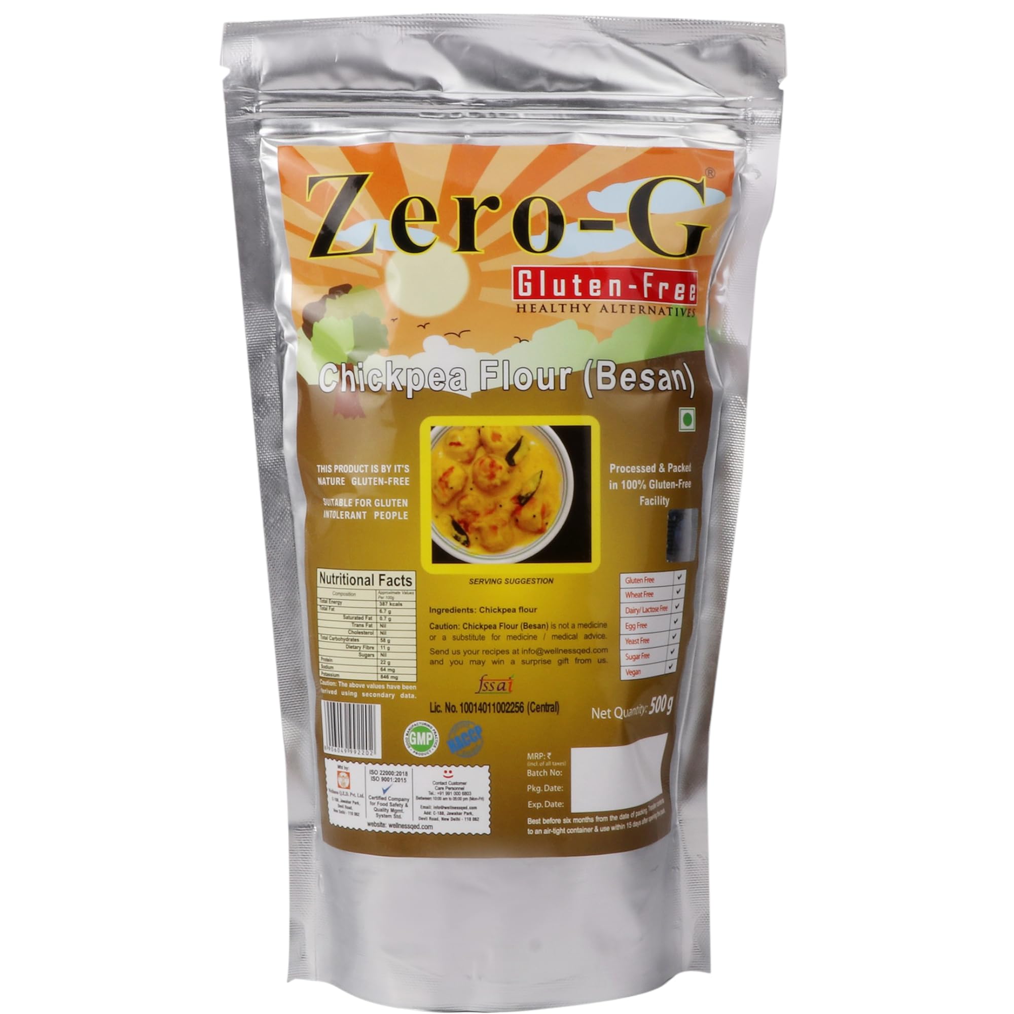 Zero-G Gluten-Free Chickpea Flour - 500g - Low Carb, Protein and Nutrient Rich, Processing in 100% Gluten-Free Facility (B07TX9FB8S) Amazon Price History, Amazon Price Tracker
