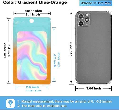 Miniatura 5 de 100 bolsas holográficas, bolsas resellables de Mylar con cierre hermético con ventana transparente, bolsa de fiesta para fiesta, bolsas de muestra