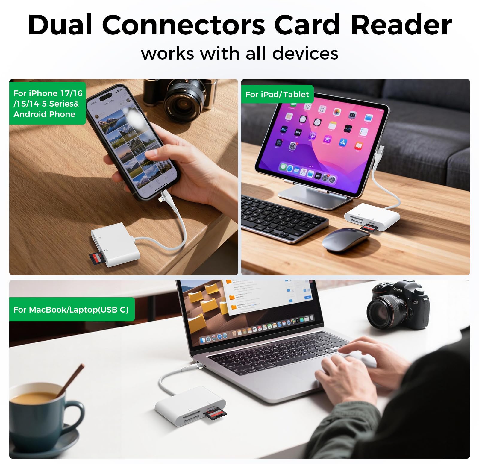 Adaptateur Memory Stick Pro Duo USB C/Lightning, Lecteur de cartes 4 en 2 SD/MicroSD/MS/xD pour carte SD Sony Cybershot, Lecteur Memory Stick Pro Duo pour iPhone 17/16/14/Macbook/iPad/PC/Ordinateur