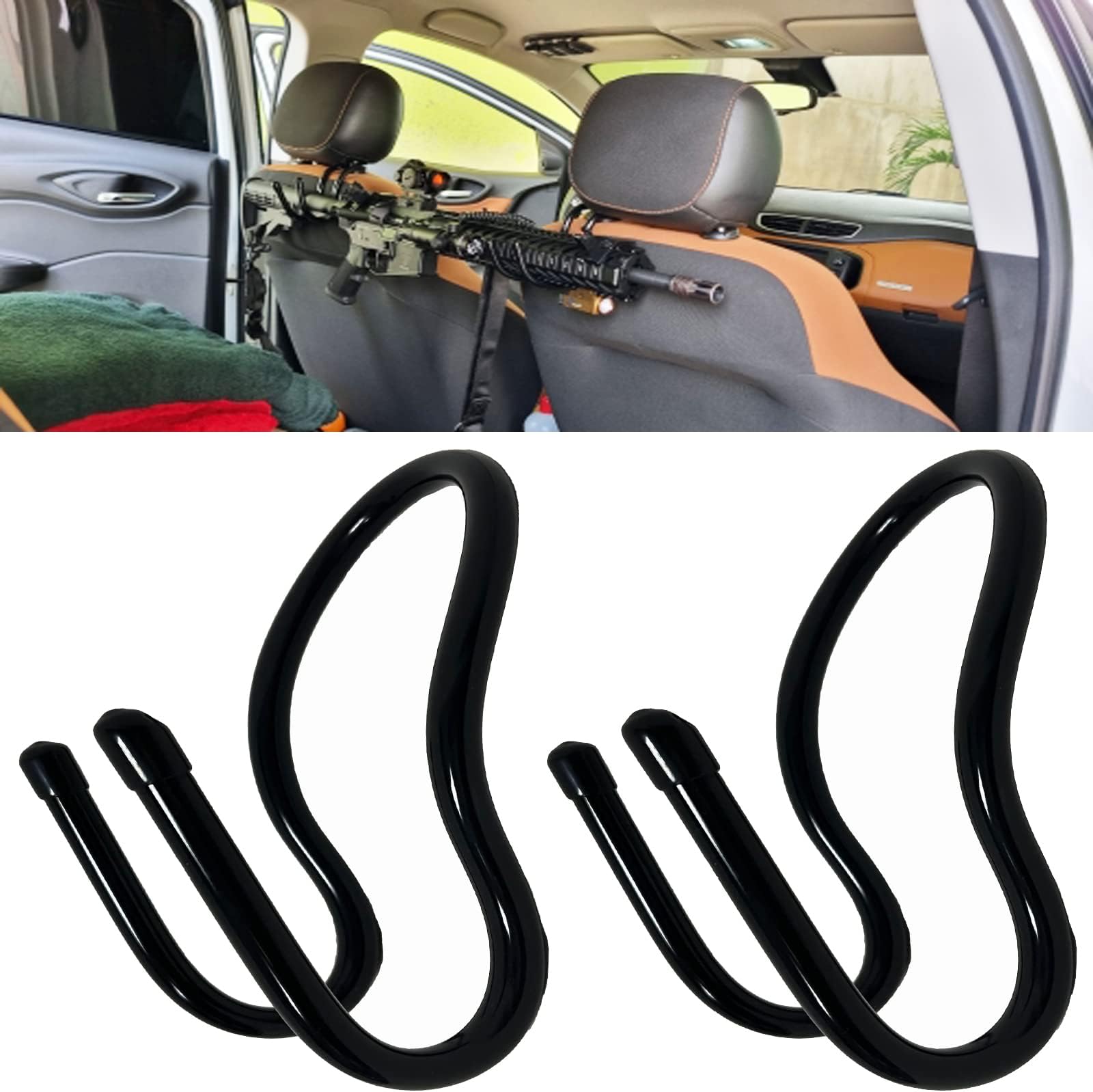2 Pack Seat Back Gun Rack Bow Rack Holder Gun Holder Gun Sling Organizer for Truck, Car to Hold Rifles - No Installation Tools Required, Simple to Install. - No Rifles Included