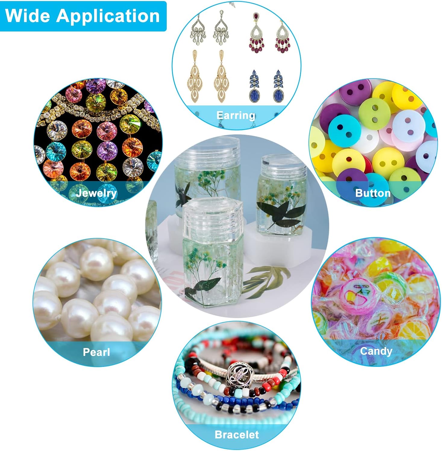 Toolly 3 Sets Jewelry Box Resin Mold with Lids Bottle Casting Moulds, 3 Styles Hexagon Square Round Resin Jar Molds Silicone Storage Container Box Epoxy Moulds