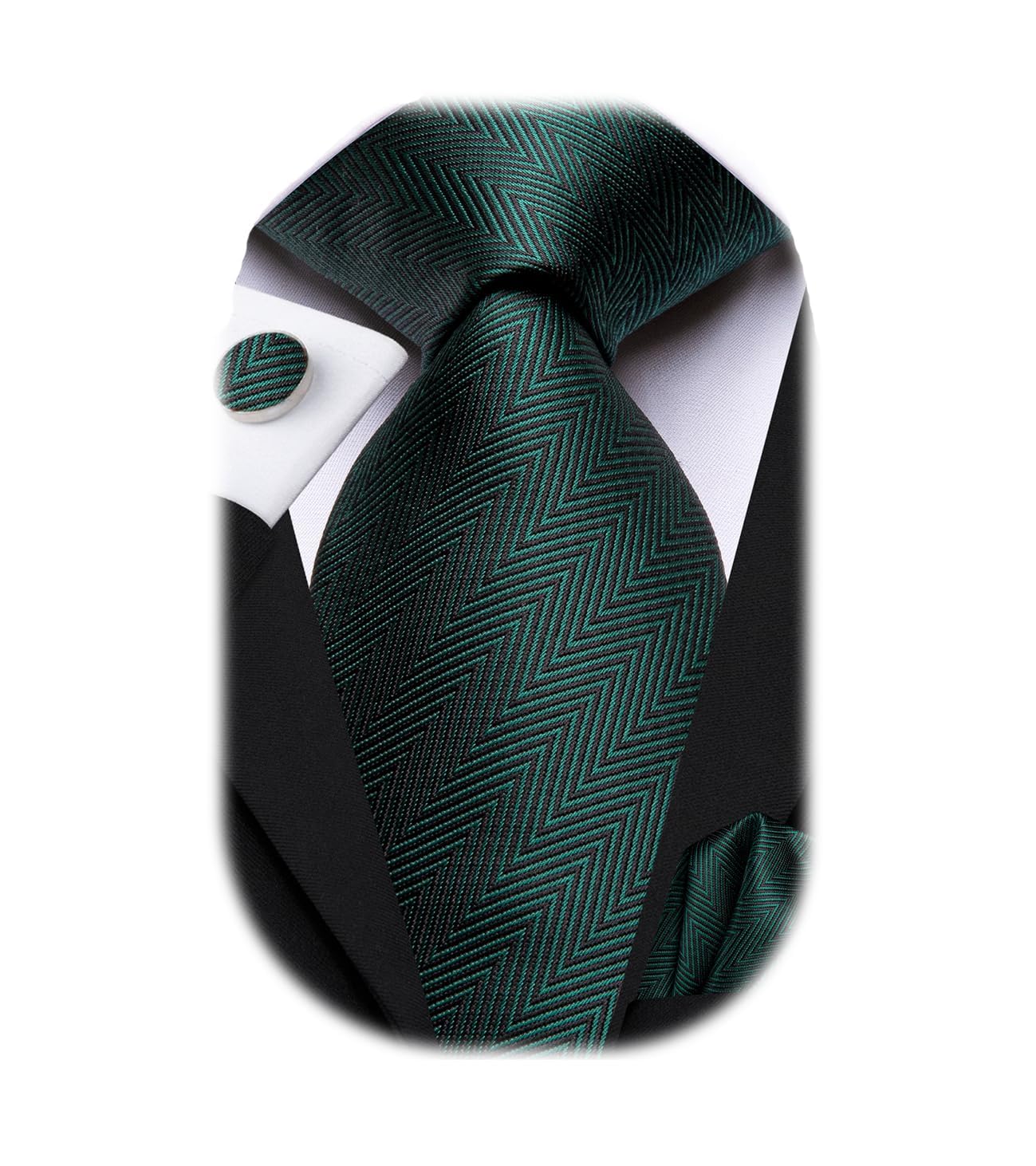 Mens Paisley Striped Tie WOVEN Necktie for Men and Handkerchief Cufflinks Set Wedding Formal Business