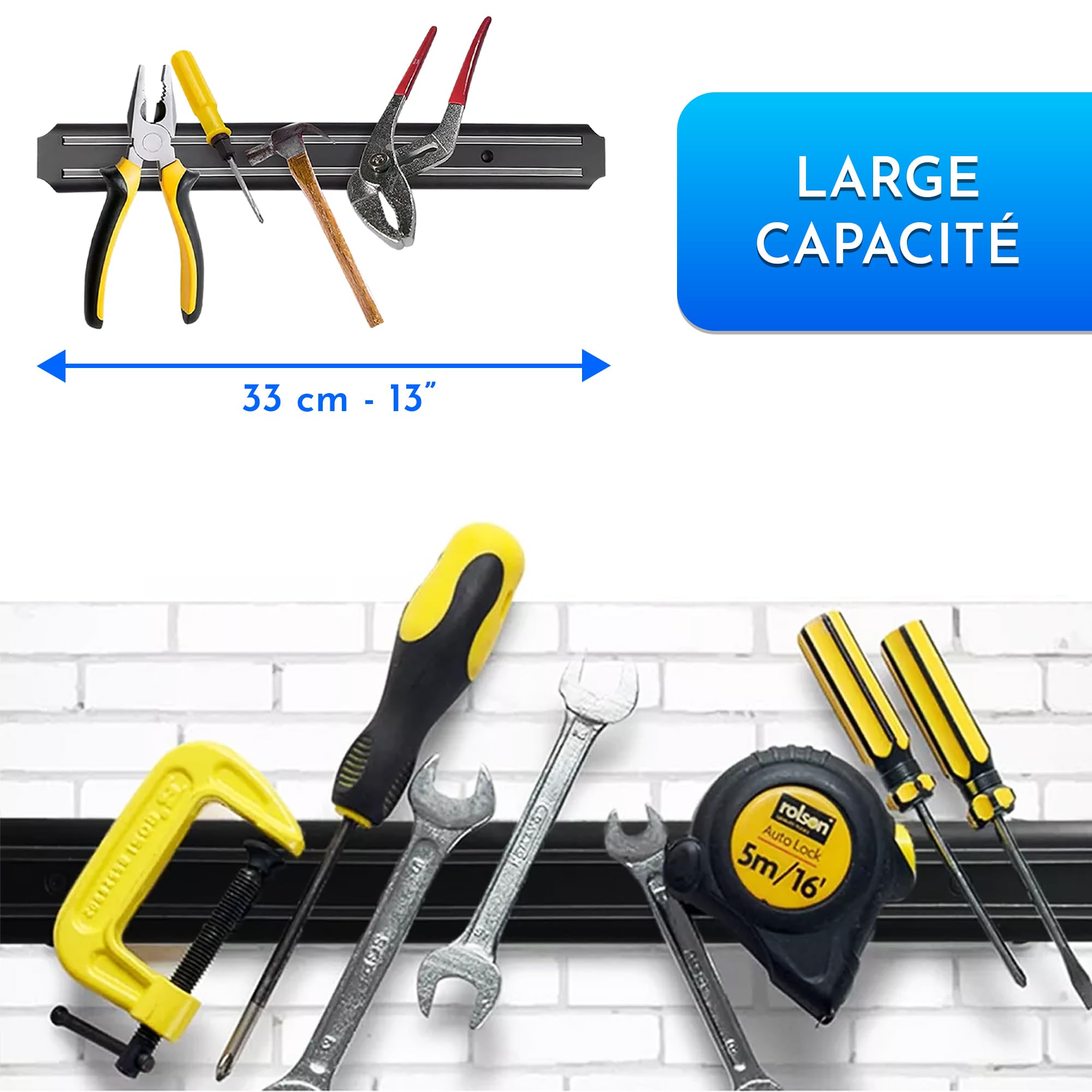 Barre aimantée pour outils 4 pieces 33 cm x 5 cm barre magnetique outillage