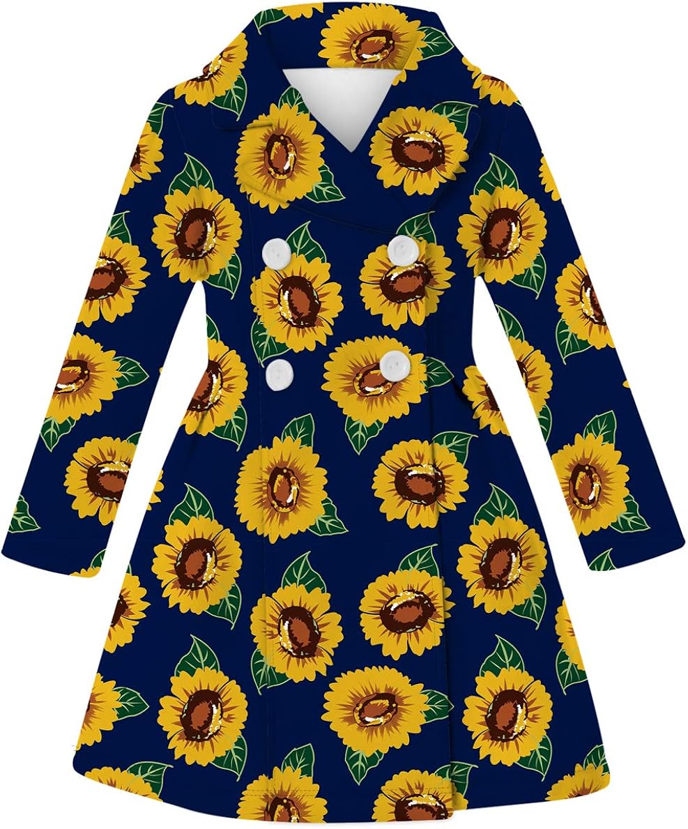 UNICOMIDEA Girls Wool Jacket Cute Long Coat for Little Girls Breasted Dress Coat Fall/Winter Overcoat for 6-11 Years Old