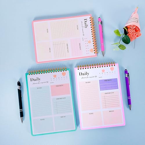 Miniatura 5 de Paquete de 3 bloc de notas de lista de tareas pendientes con bolígrafo, planificador de tareas diarias, cuaderno de lista de verificación en