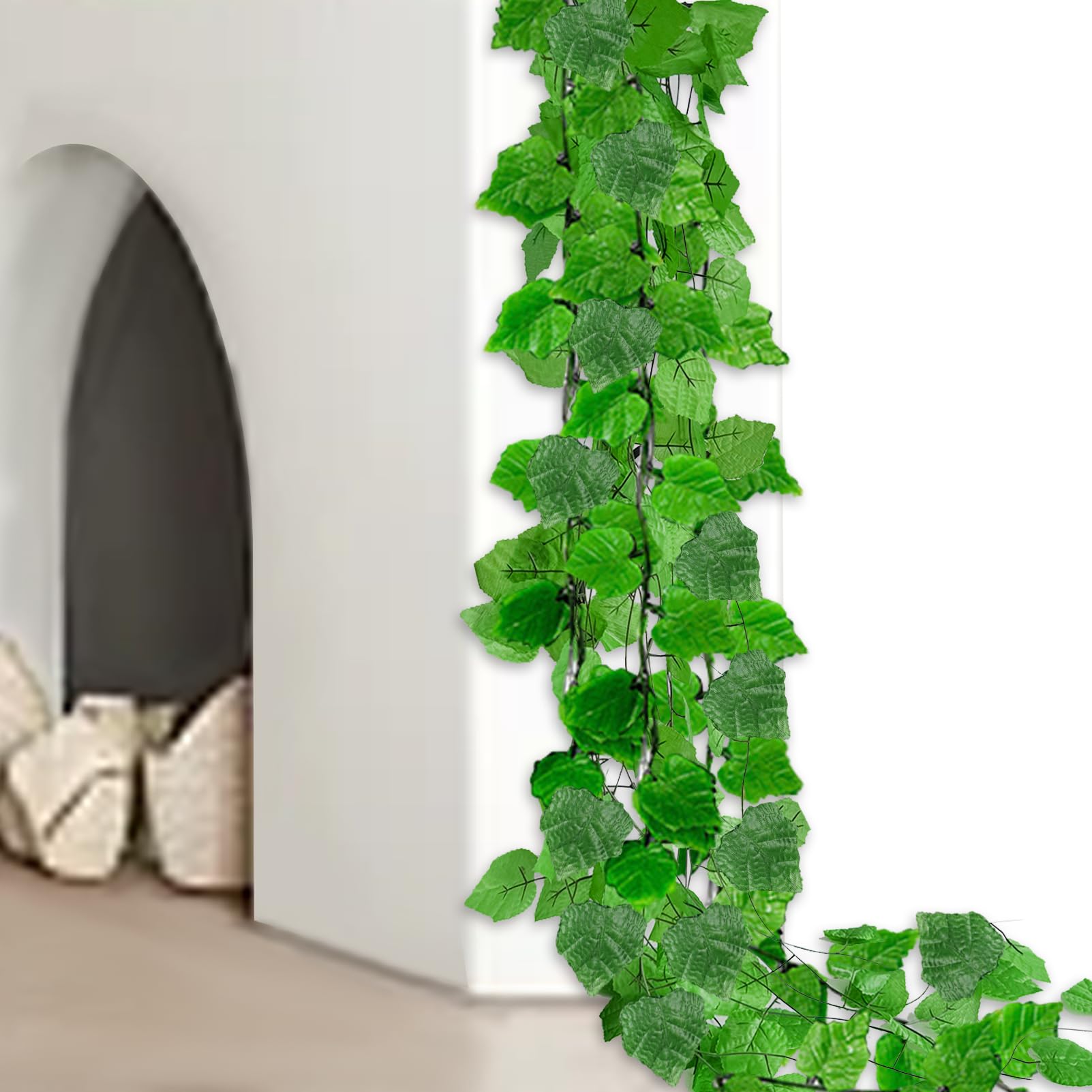 SWANEW Foglie Di Edera Finte 12 Pezzi, Edera Artificiale, Ghirlanda Di Edera Di Seta Verde Da Appendere Pianta Rampicante Per Feste 82282605