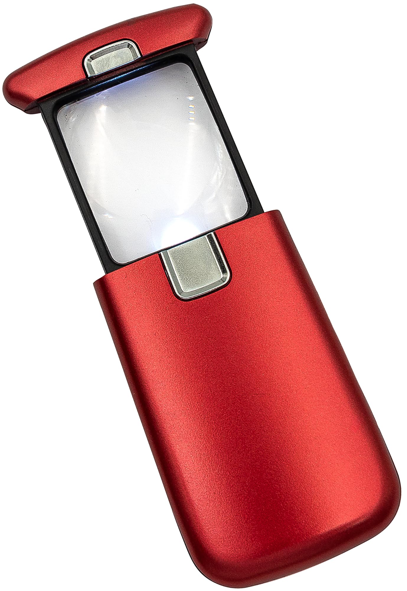 WEDO Lucina LED Magnifier - Pocket Magnifier with 3x Magnification, Light and Battery, Red