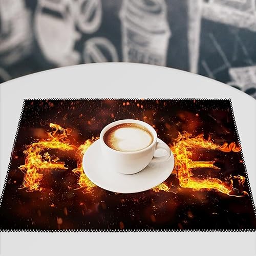 Miniatura 7 de Funny Fire Placemats Set of 6 Resistant Table Mats Washable Place Mats for Dinner Party Table Decoration