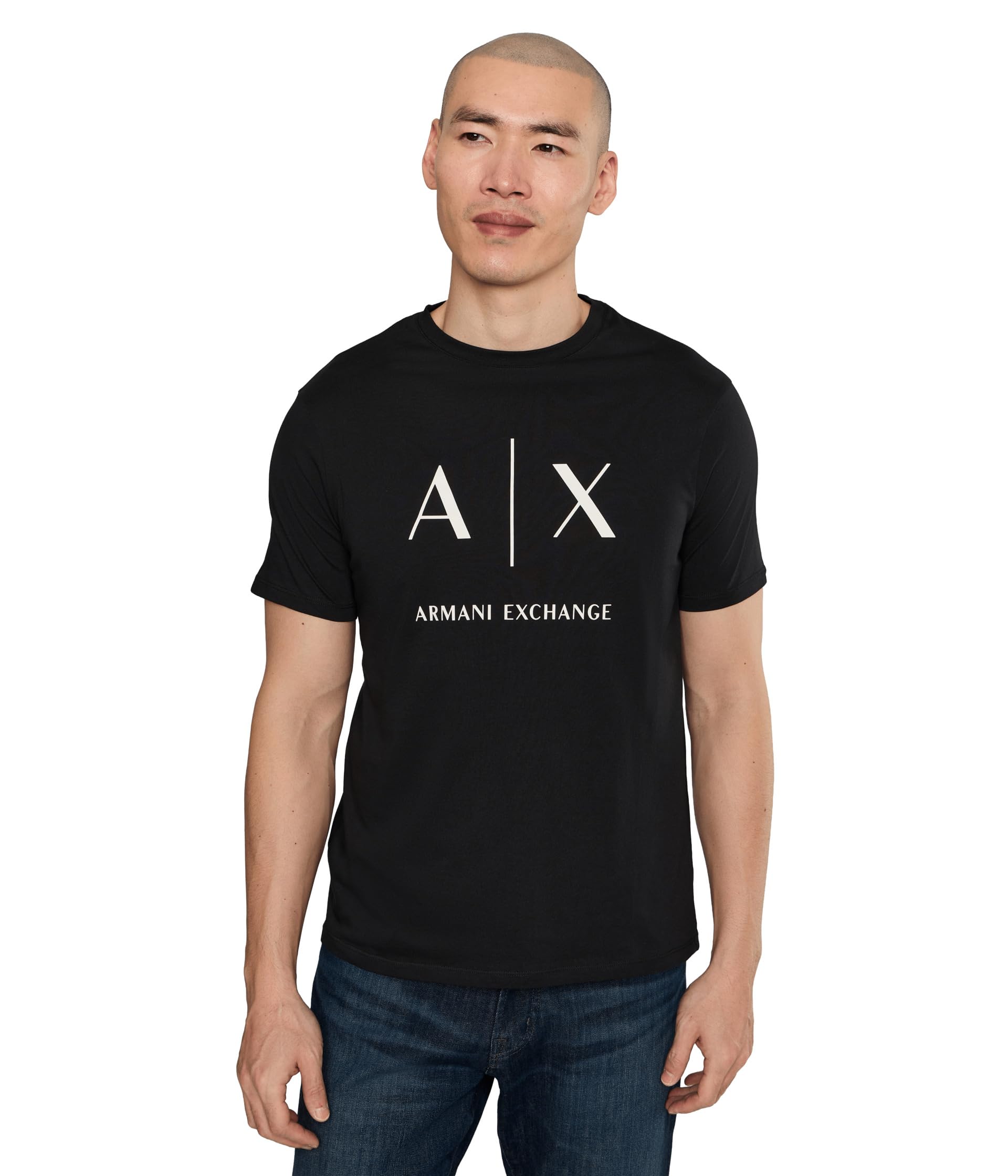 Armani Exchange Men's Black Printed Short Sleeve Round Neck T-Shirt - T-Shirts - 2XL- Tops