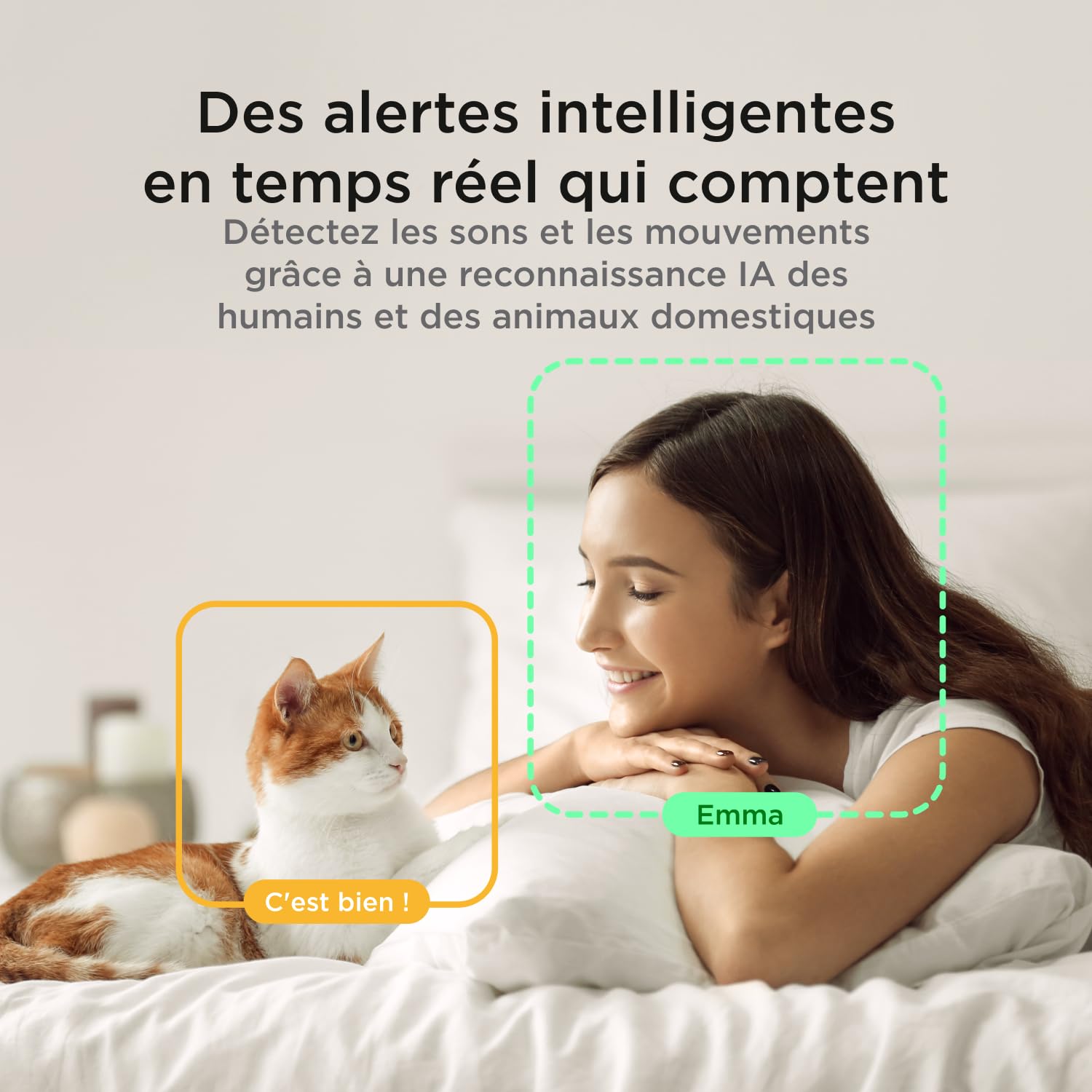 Caméra Wi-Fi Petcube Play 2 pour animaux avec jouet laser, vidéo HD 1080P, vue 160°, audio bidirectionnel, alertes IA, vision nocturne, surveillance