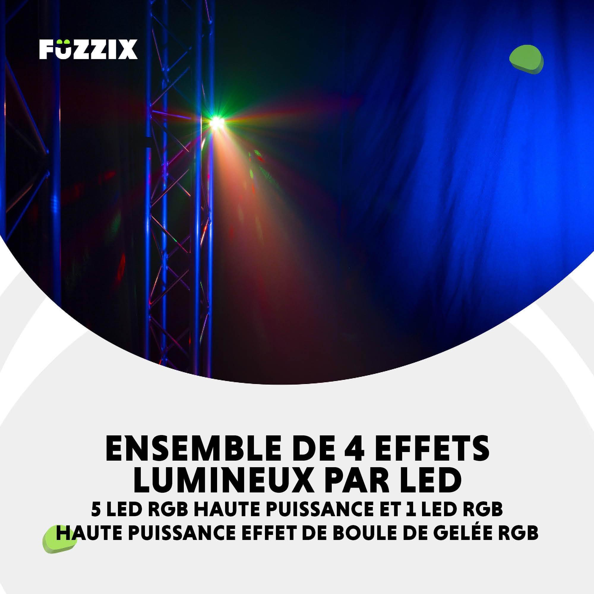 Fuzzix Comet M06 - Pack 4 × PAR LED RGB avec Effet Jelly Ball | Télécommande, Modes Automatique et Musical | Éclairage Compact DJ Bars Événements