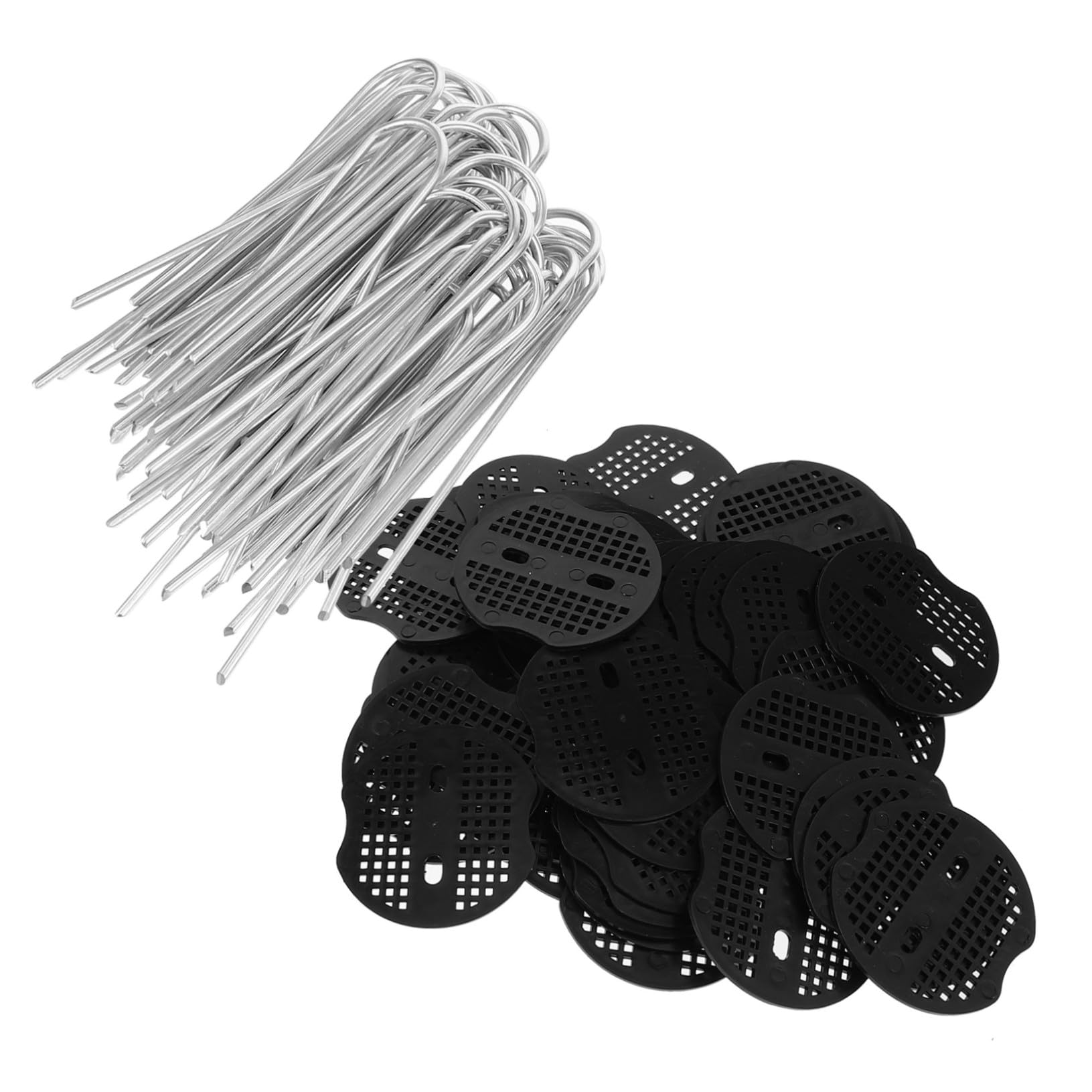 BESTonZON 50 Ensembles Piquets U Galvanisés pour Fixation Sol Lot de Outils de Fixation Solides pour Bâche Paillage et Aménagement Paysager Extérieur