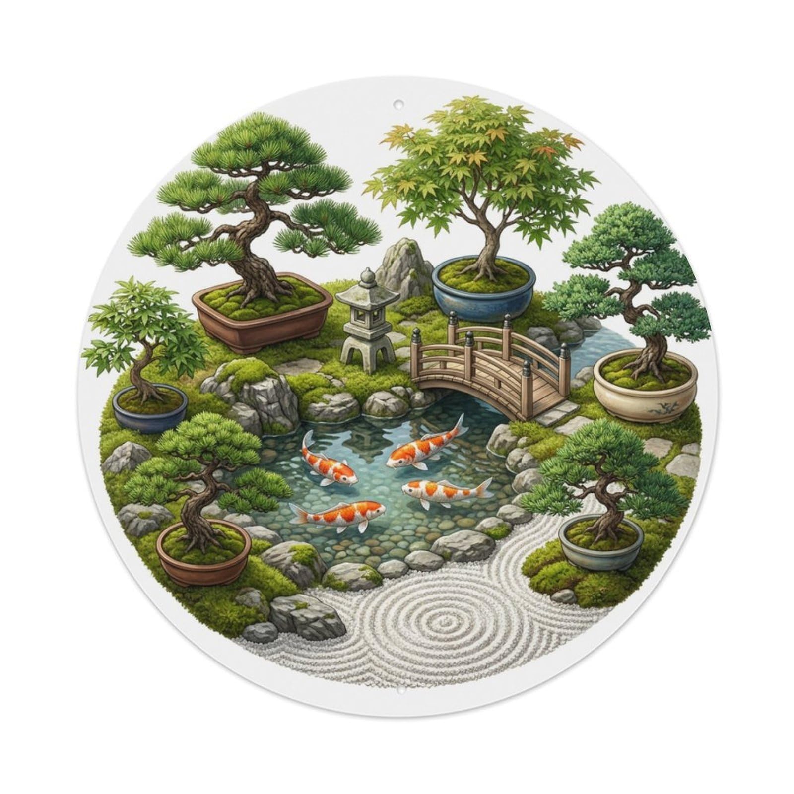 Galvaxio Style Japanese Koi Fish Bonsai Collection Miniature Garden Metal Tin Sign