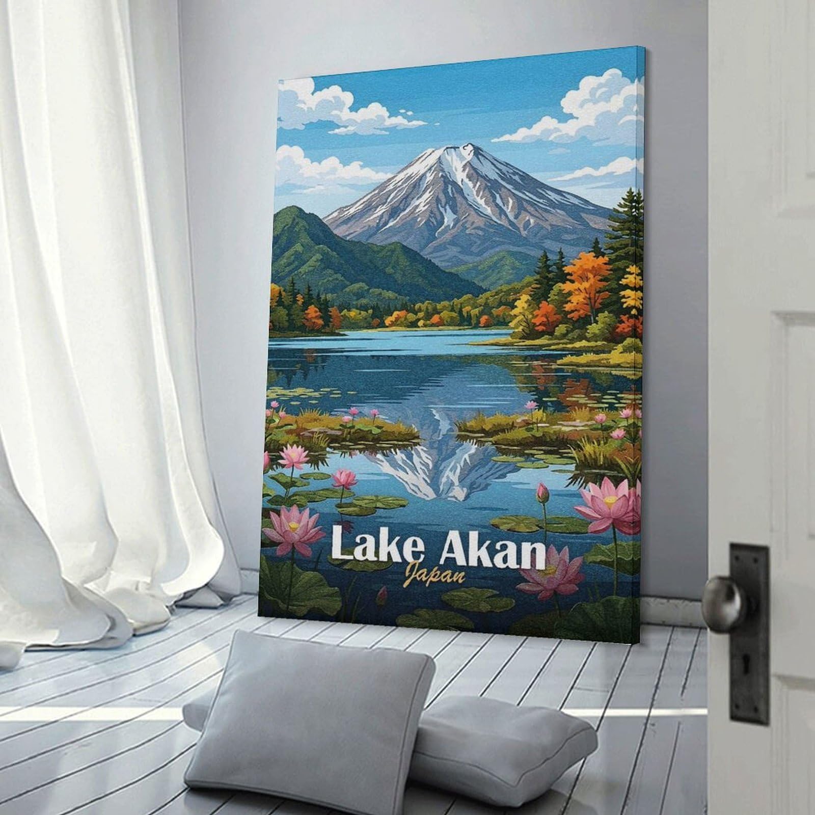 Junmoney Lake Akan, Japan Landscape Home Decor Wall Art, 16x24inch(40x60cm), for Flats, Guest Rooms Or Compact Rooms, Stylish Wall Art for Fresh Spaces