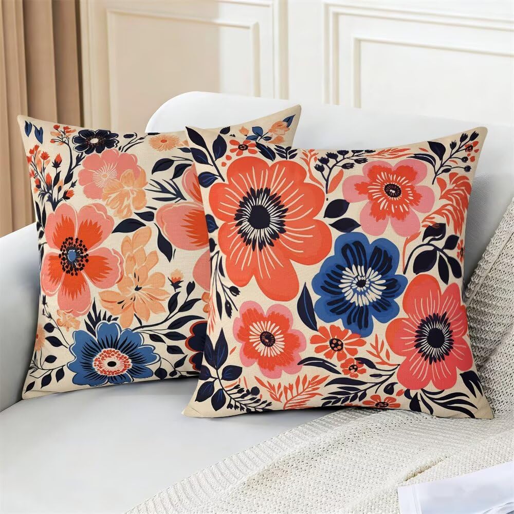 Federe Cuscini da Esterno Impermeabili 65x65 Primavera Copri Cuscini per Divano Fiori Federa Cuscino Moderno Decorativi Copricuscini per Divano Giardino Patio Soggiorno Copricuscino Set di 2 (IU53)
