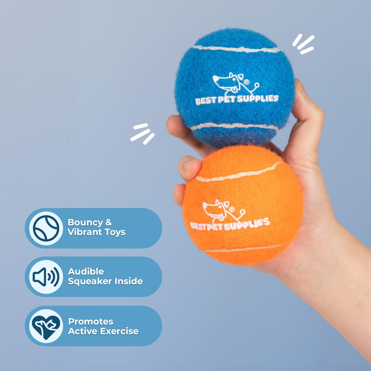Best Pet Supplies Squeaky Tennis Toys for Dogs 4-Pack - Image 3
