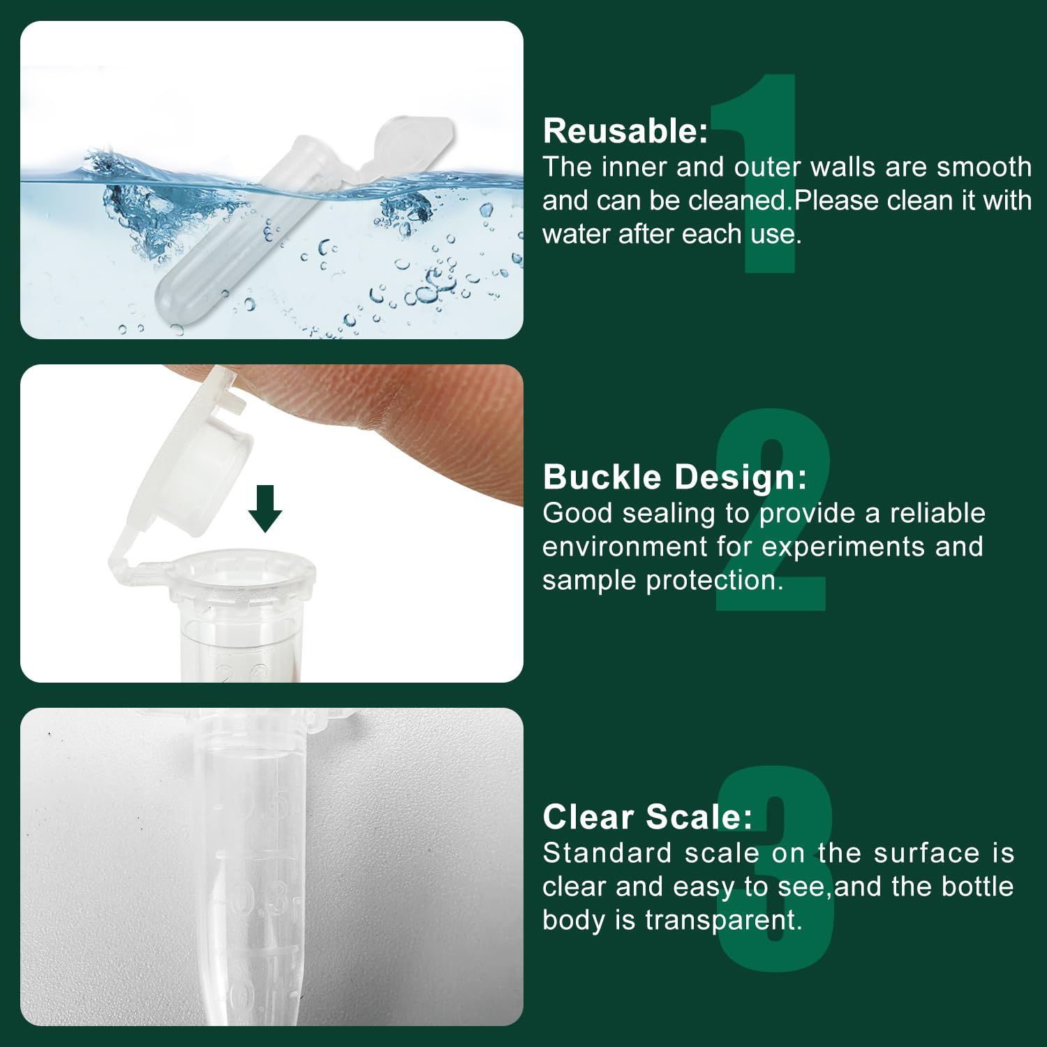 400 Pezzi Quattro Misure 0.2ml 0.5ml 1.5ml 2ml Plastica Centrifuga Provetta con Testa a Punta, Micro Provette da Laboratorio Conical Centrifuge Tubes Trasparente