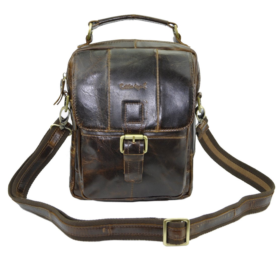 Cobbler Legend Mens Genuine Leather Messenger Shoulder Satchel Cross Body Bag (Brown)