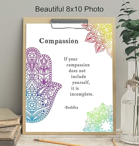 Miniatura 3 de Compassion Buddha Quote - Inspirational Zen Wall Art Decor - 8x10 Buddhism Poster Print for Spa Decoration, Yoga, Meditation Room - Namaste Buddhist