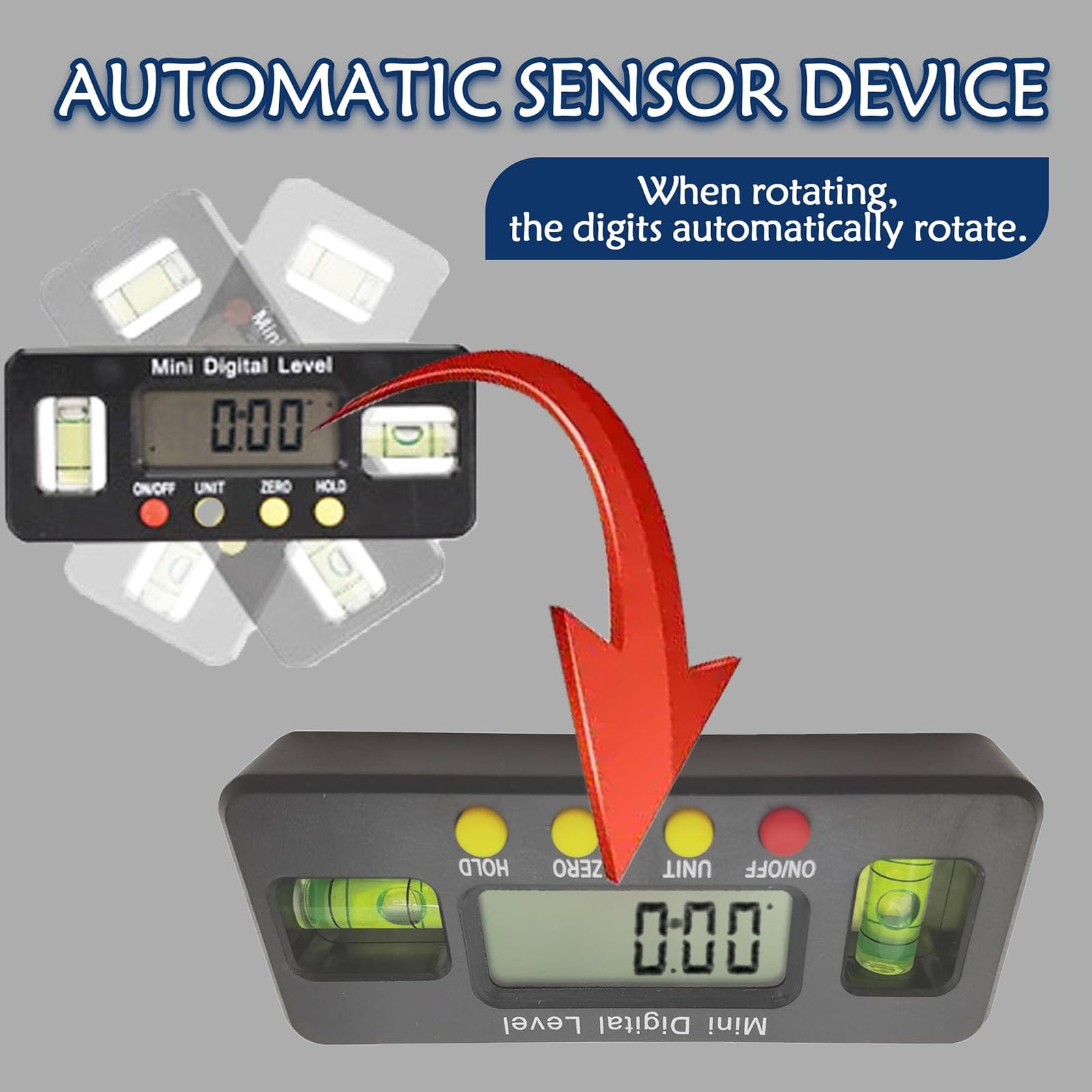 Strumento Di Allineamento Del Volante Dell'auto, Allineatore Di Livellamento Digitale Per Il Posizionamento Delle Quattro Ruote, Indicatore Elettronico Con Staffa Regolabile Da 19-37 Cm E Schermo