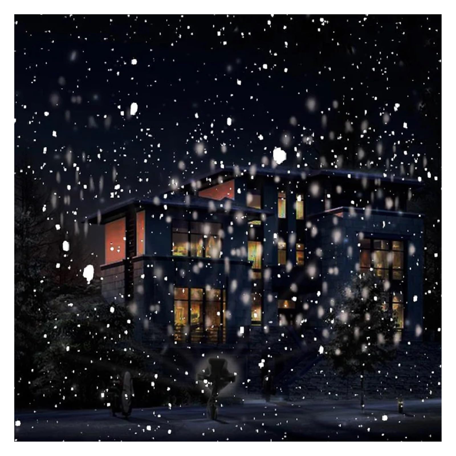 Projektor Weihnachten, Schneefall-Projektor, IP65, beweglicher Schneeprojektor, Weihnachten, Schneeflocken-Licht, Party, Weihnachtsdekoration for Zuhause im Freien(Without Remote)
