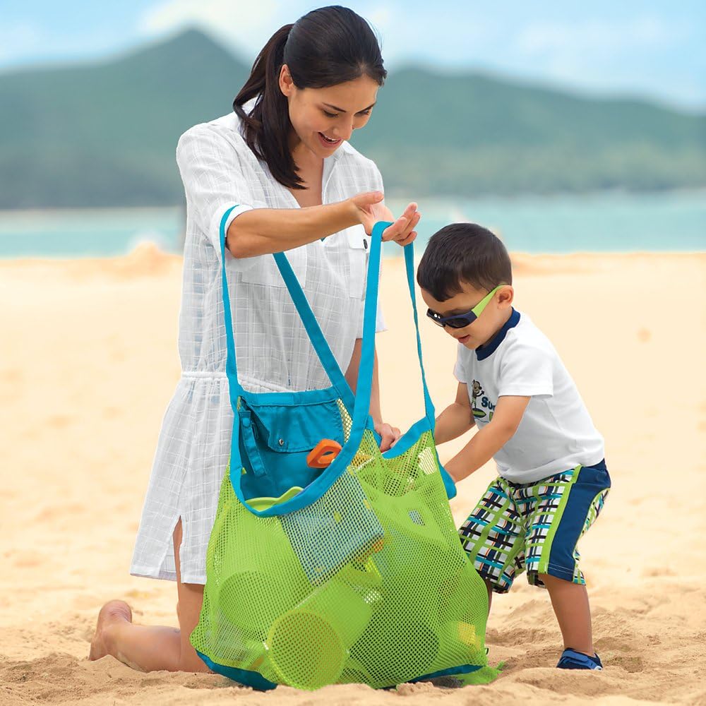 One Step Ahead Sand Away Large Mesh Beach Bag Tote Foldable Carry All Travel Shoulder Tote Bag