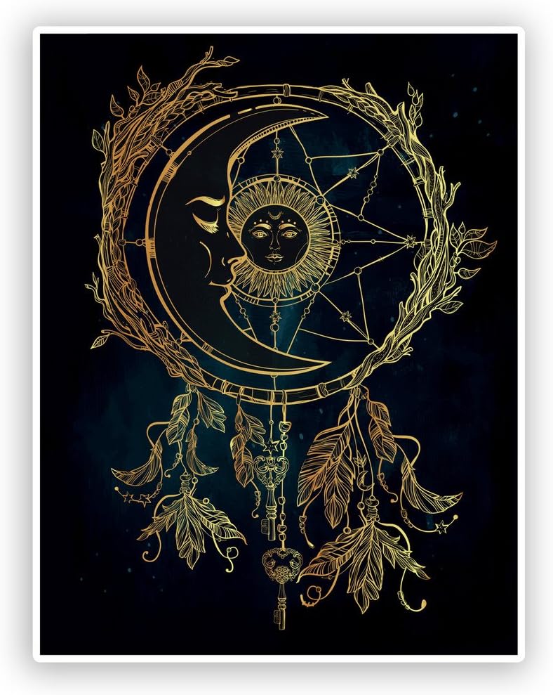2 x 30cm/300mm Sun Moon and Stars Dream Catcher Vinyl Sticker #7418
