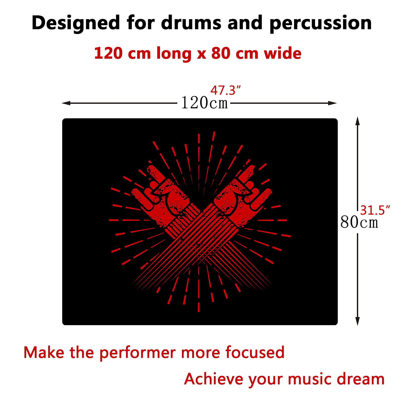 ANSNOW Drumkleed Drummat Geluiddichte Mat | Drummatten Antislipdeken Voor Elektronisch Jazzdrumstel Bass Drum Snare En Andere Muziekinstrumenten Mat | Rechthoekig Trommeltapijt - Met Klittenband/G/1