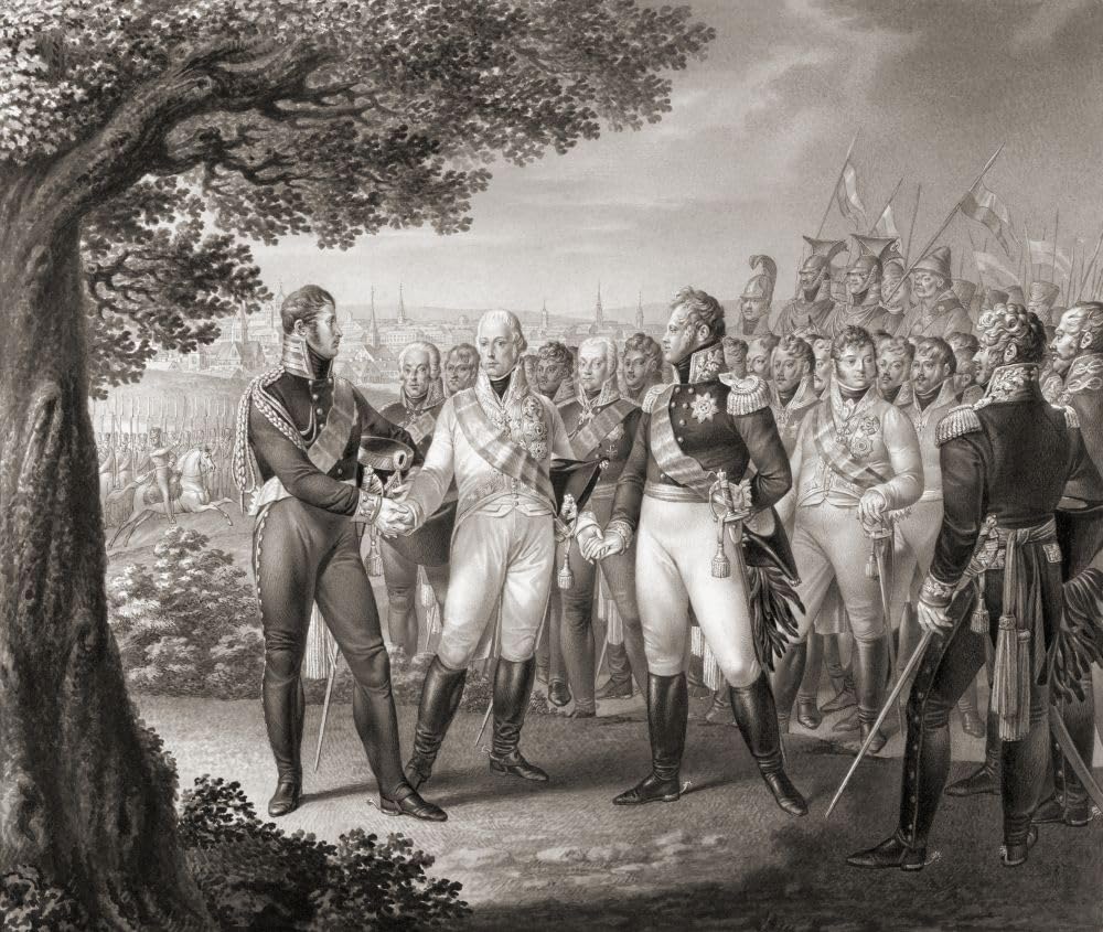 Spotkanie w Pradze 18 sierpnia 1813 r. pomiędzy europejskimi monarchami, którzy byli częścią szóstej koalicji przeciwko Napoleonowi: Franciszek I cesarz Austrii Aleksander I cesarz Rosji i Fryderyk