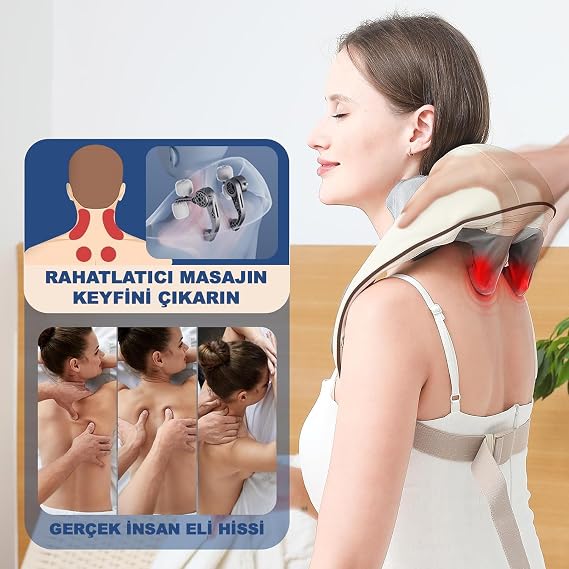 Robeve Şarjlı Masaj Aleti - Ovmalı ve Isıtmalı Rahatlatıcı Sırt, Boyun, Bacak, Tüm Vücut Masaj Cihazı