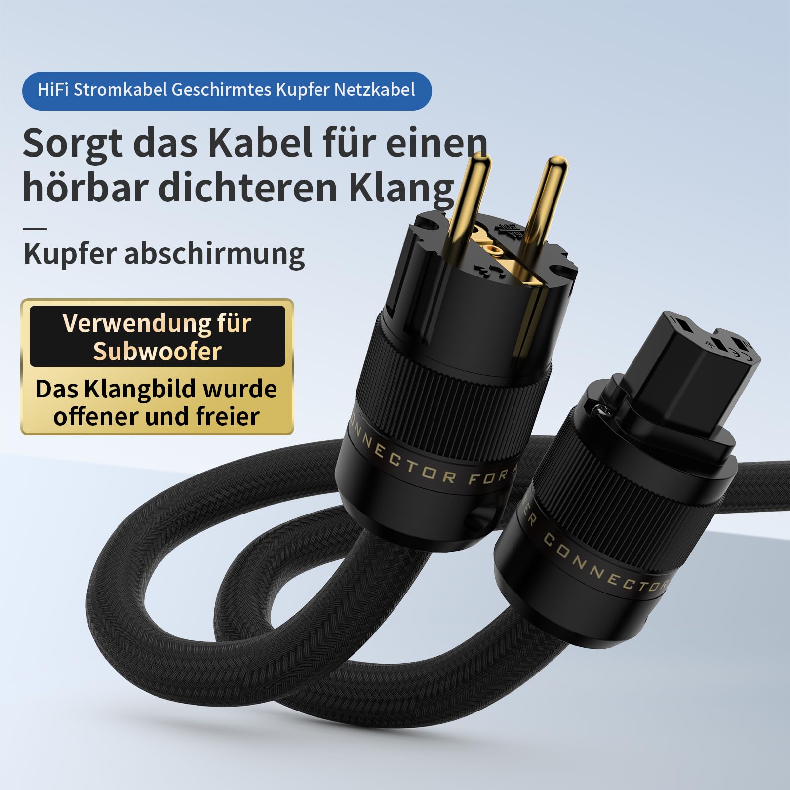 Tertullus HiFi - Cavo di alimentazione High End C15, cavo di alimentazione HiFi audio, con spina Schuko e spina per dispositivi freddi (P104-c15, 2 m)