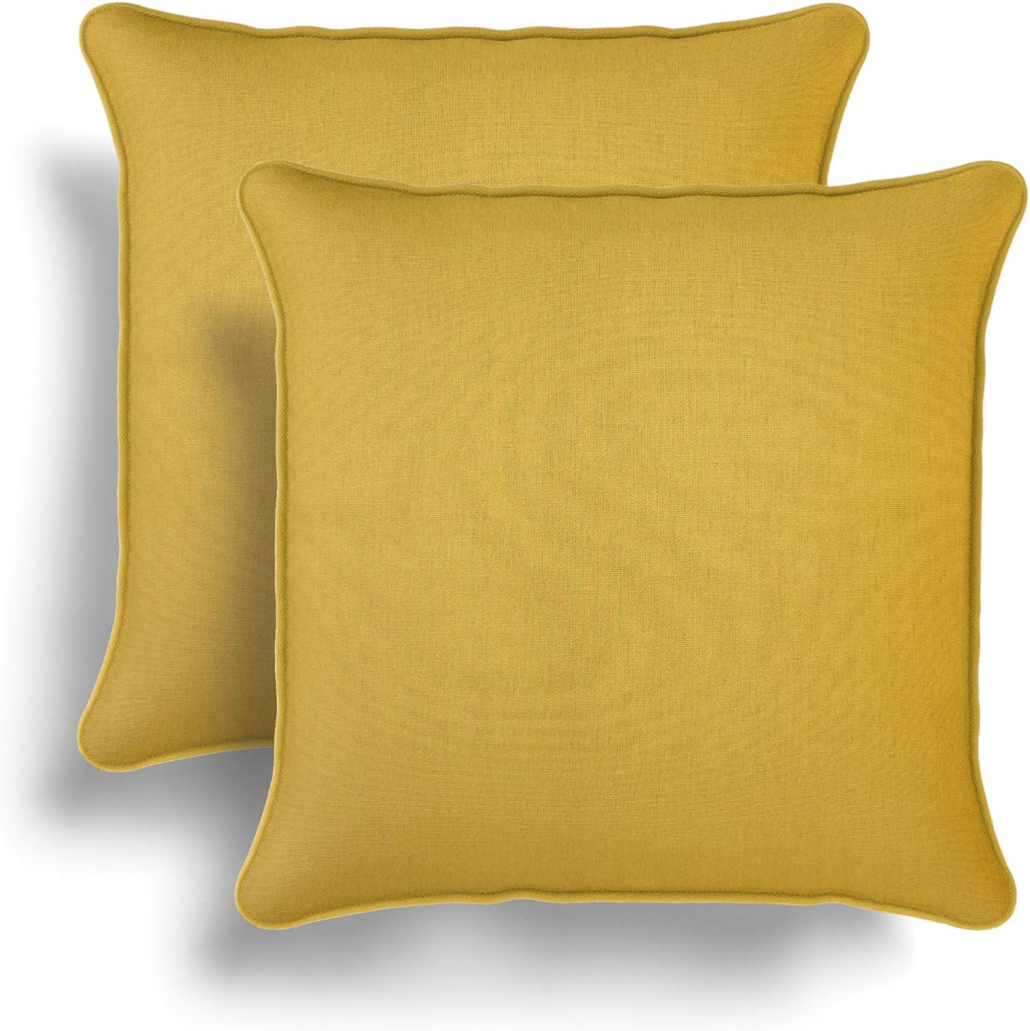 Set of 2 Ochre Cotton Cushion Covers, Pair of Yellow Kilbride Modern
