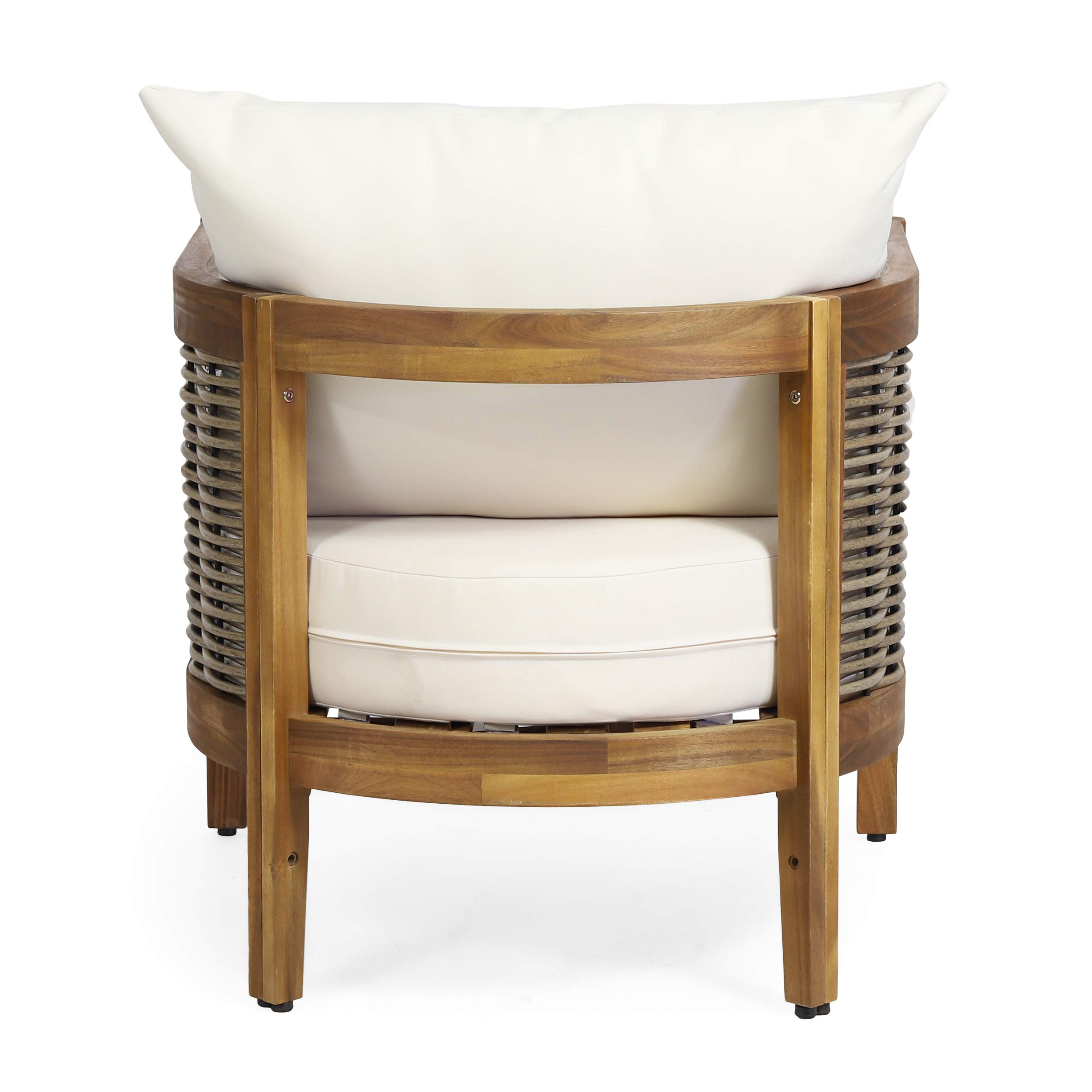 Burchett Outdoor Club Chair with Cushion Acacia Wood and Wicker