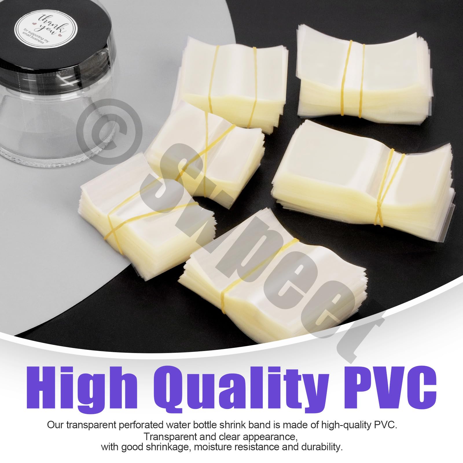 Swpeet 1200pcs 6 Yards 1.37 pouces 1.5 pouces 1.8 pouces 1.9 pouces 2.2 pouces 2.4 pouces transparent PVC thermorétractable Pack bouteille rétractable bande Product combo, perforé bouteille