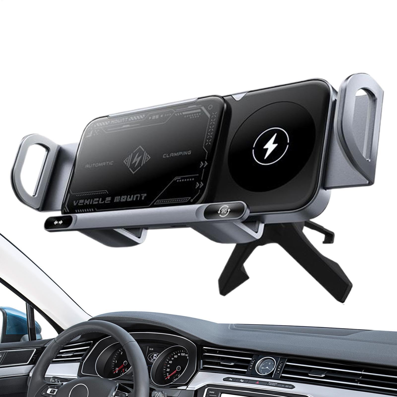Caricatore Wireless per Auto Supporto Telefono per Veicoli | Dispositivo Ricarica Rapida 15W Doppia Bobina per Auto e SUV