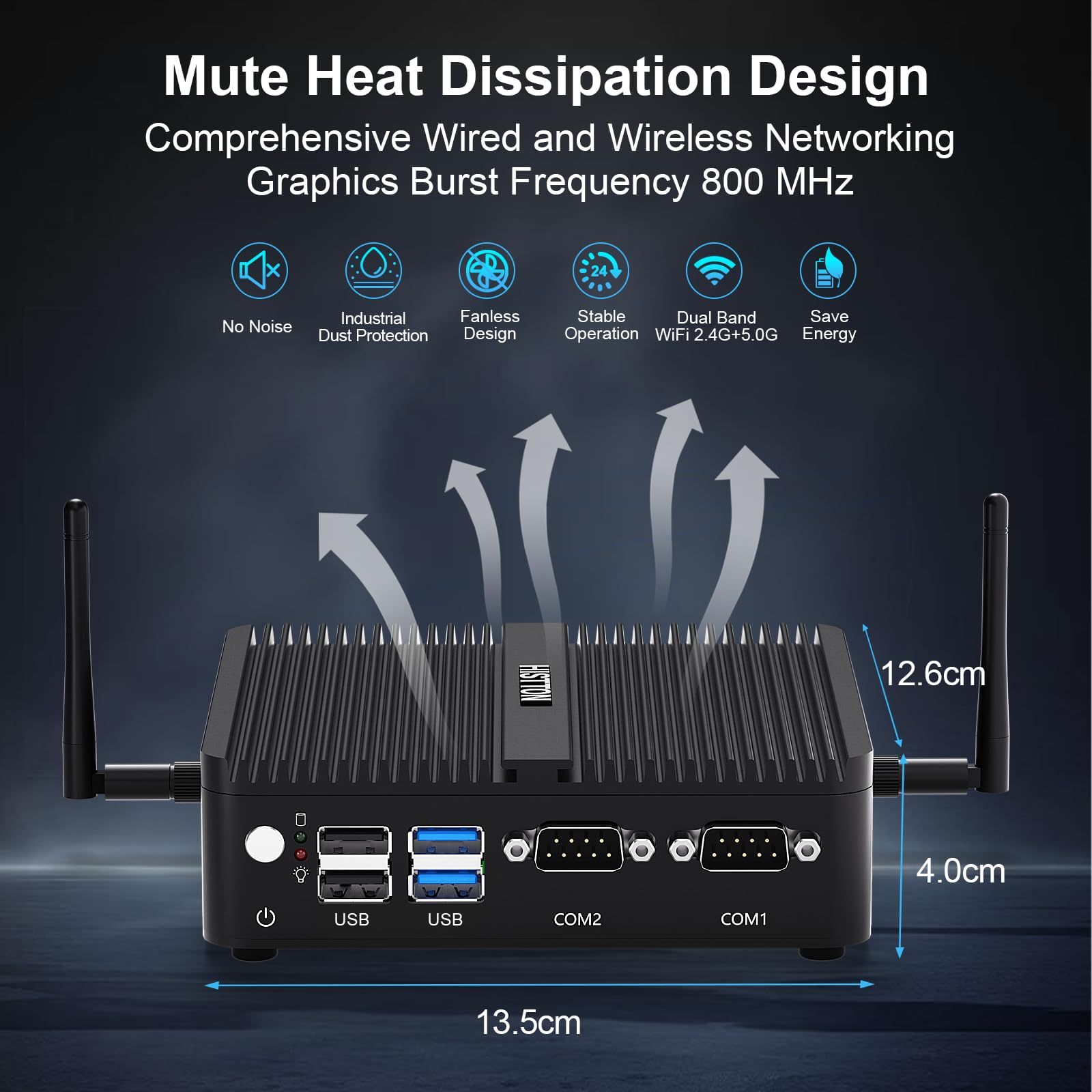 HISTTON Mini PC sans Ventilateur PC J5005, 8 Go DDR4 RAM 128 Go SSD
