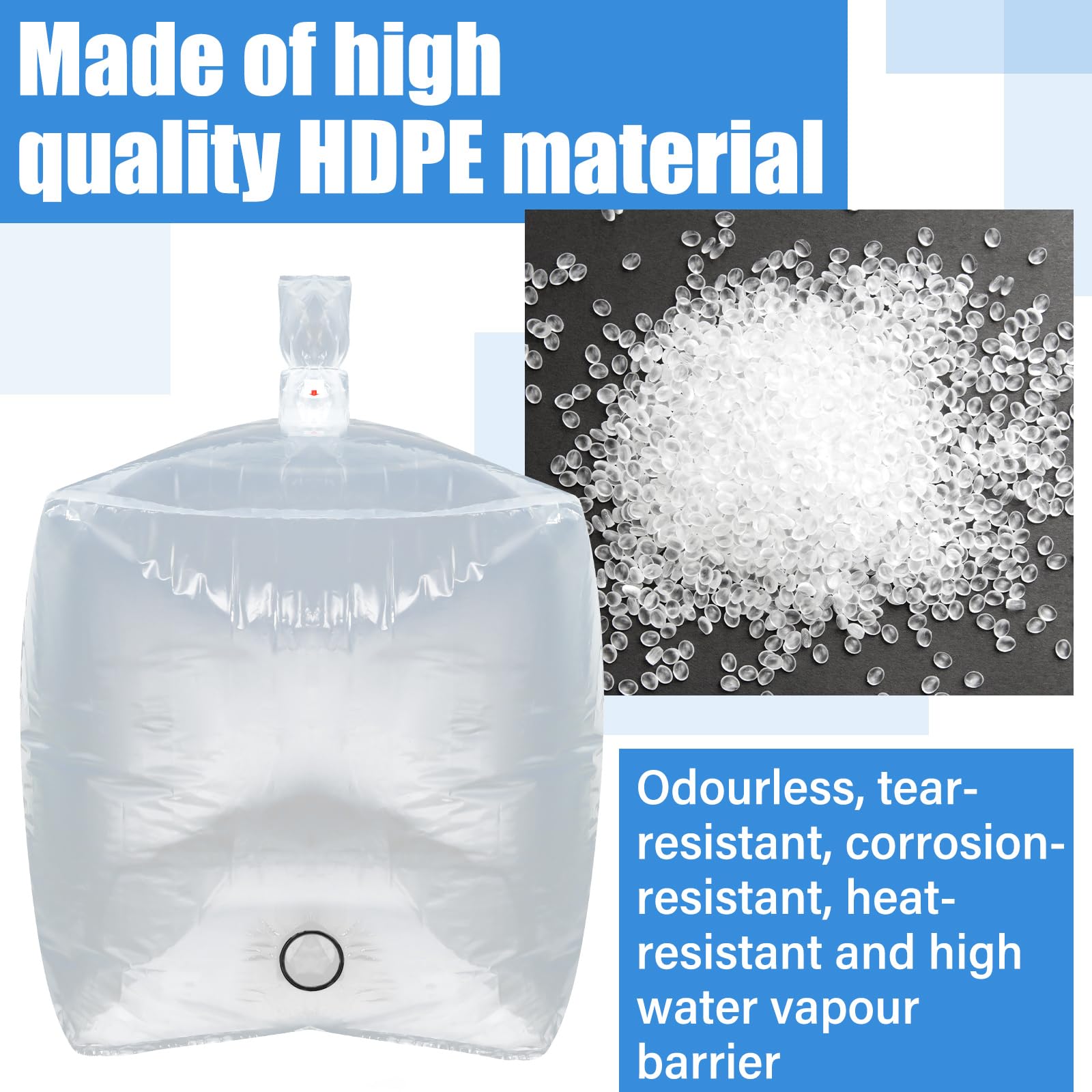 Teenyyou IBC - Cubierta para tanque de agua de 275 galones con salida de agua inferior, bolsa de almacenamiento de agua IBC, accesorios de protección para barril de lluvia de 1000 L