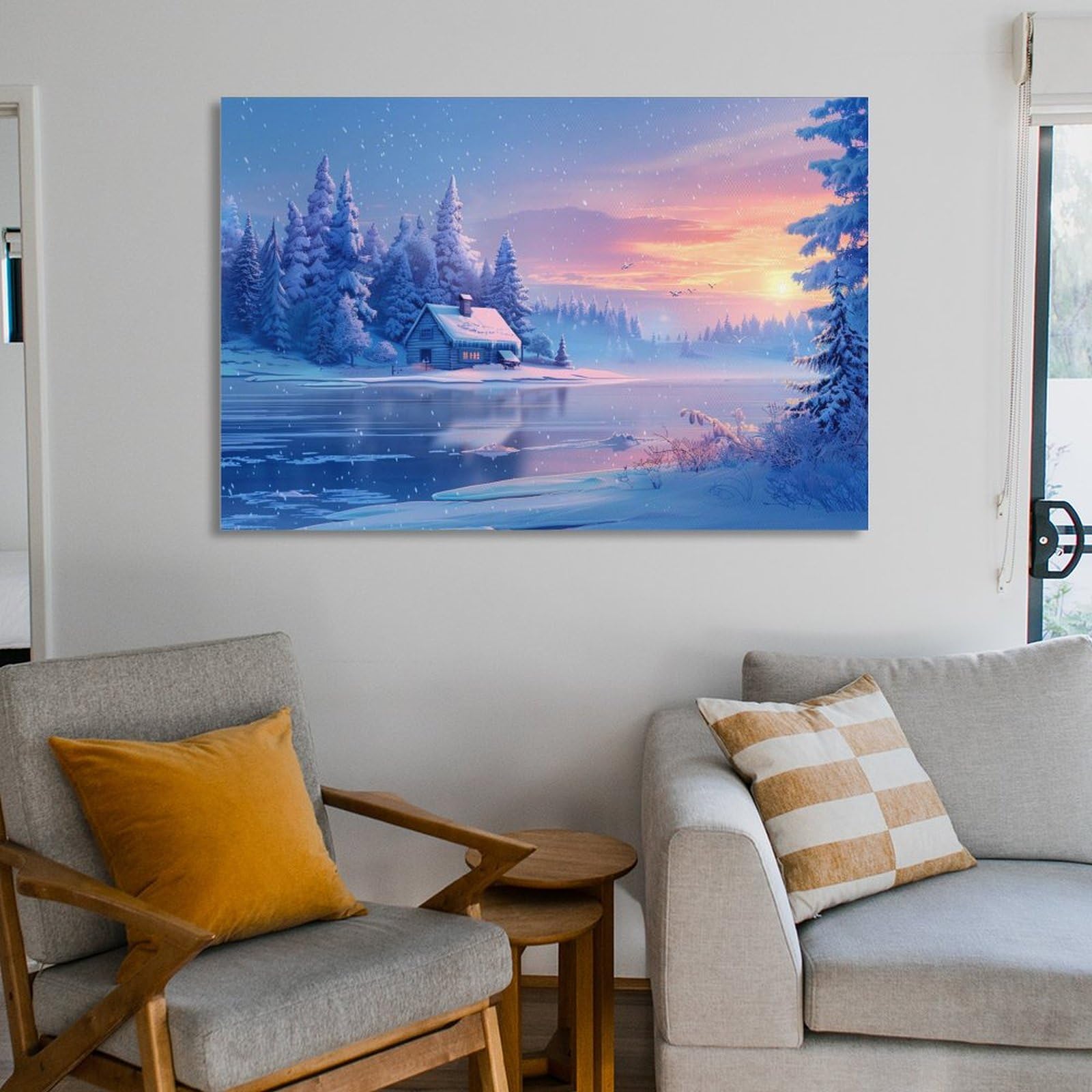 Amazon.co.jp: 絵画 氷と雪に覆われた美しい冬の風景 アートパネル