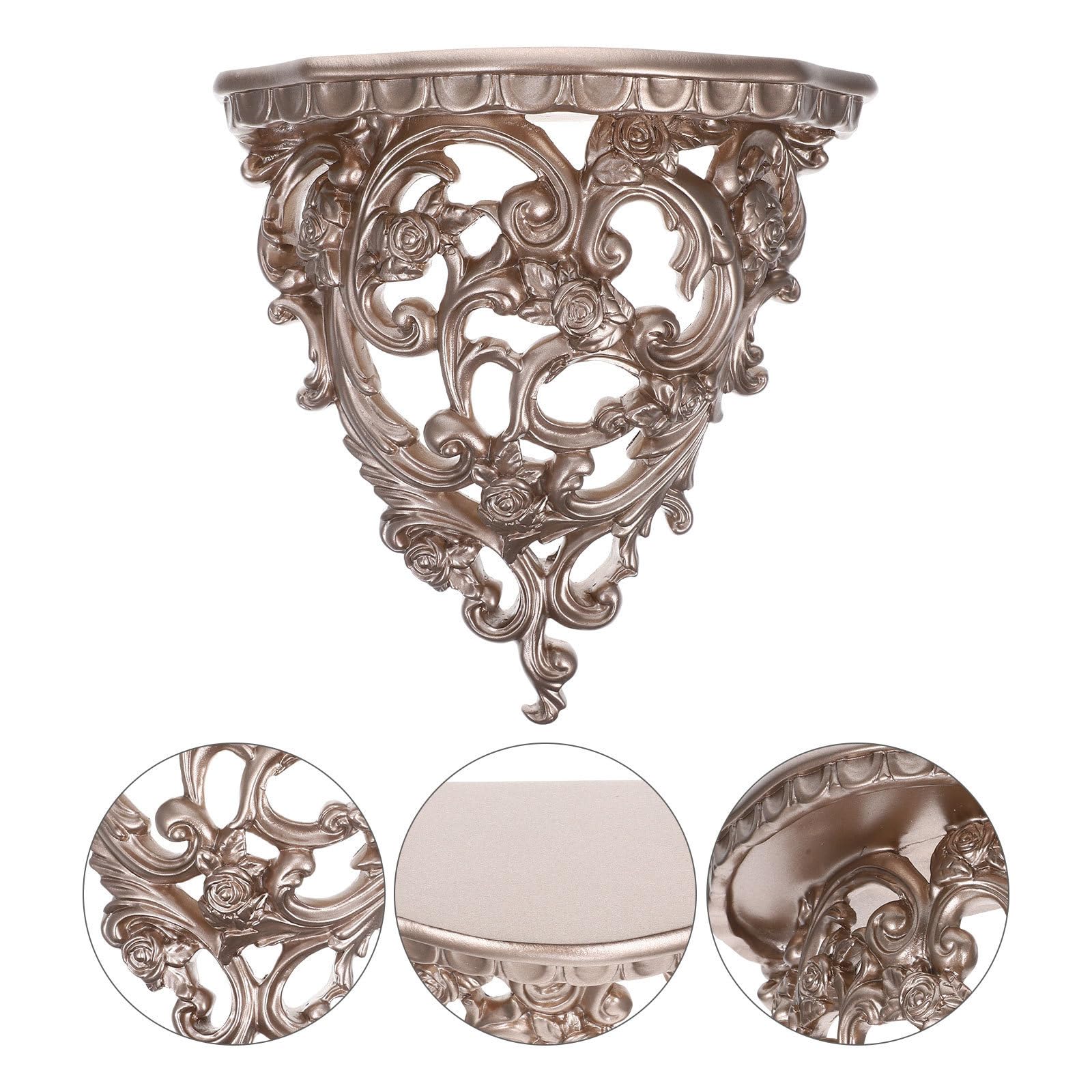 SHINEOFI Estante de Pared Flotante para Guardar Gel de Ducha y Jabón Gran Capacidad de Resina Dorado Estilo Moderno Tallado Adecuado para Baño o Cocina