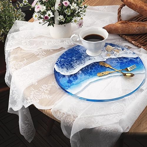 Miniatura 3 de Molde de silicona epoxi para posavasos redondos, molde de bandeja grande, placa redonda de 11.8 pulgadas, bandeja rodante para fundición de resina,