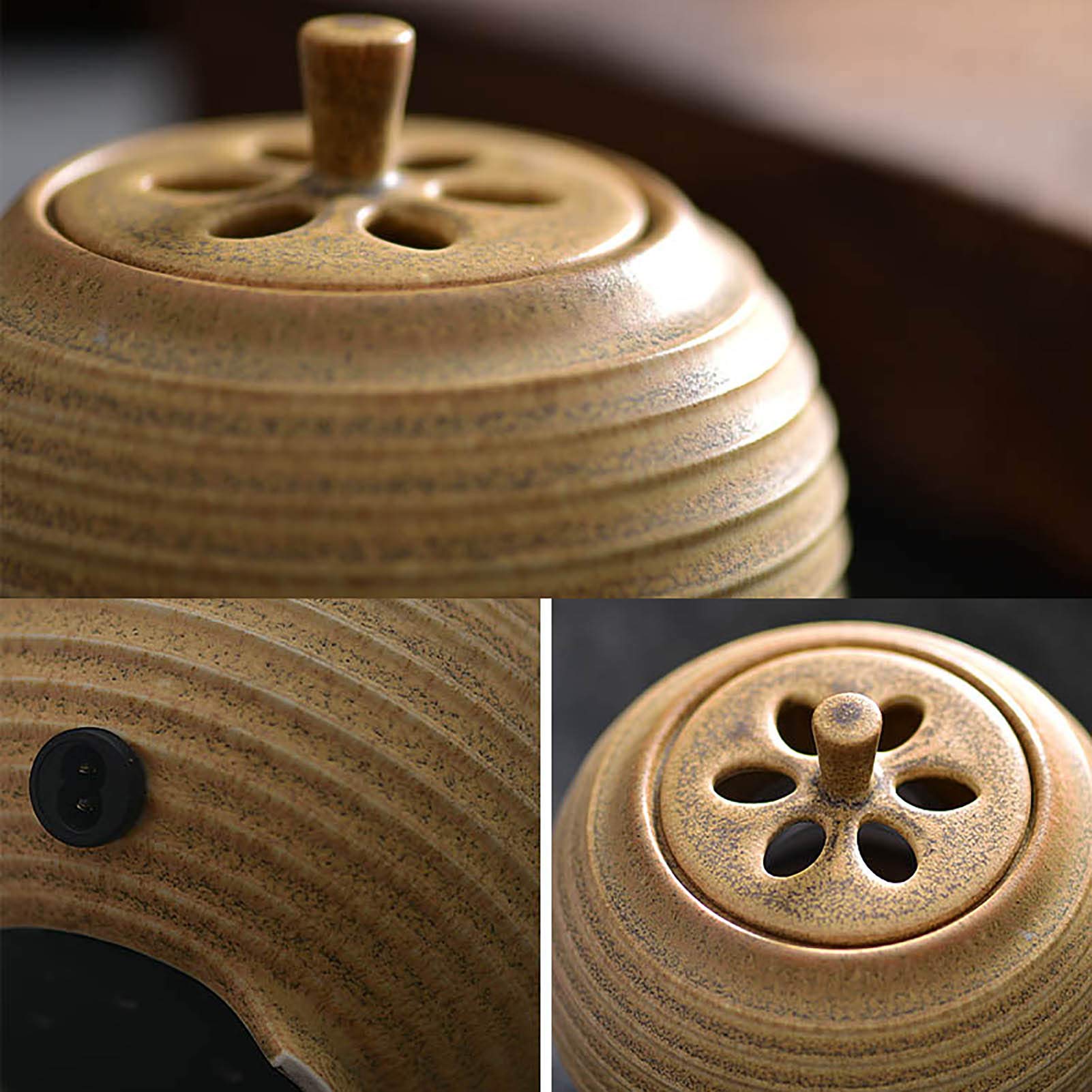 Feelme Bruciatore di Incenso Elettrico - Regolazione della Temperatura dei Tempi Ceramica Diffusore Elettronico di Aromi, Bruciatore di Incenso Elettrico Riscaldatore-per della Casa/Ufficio