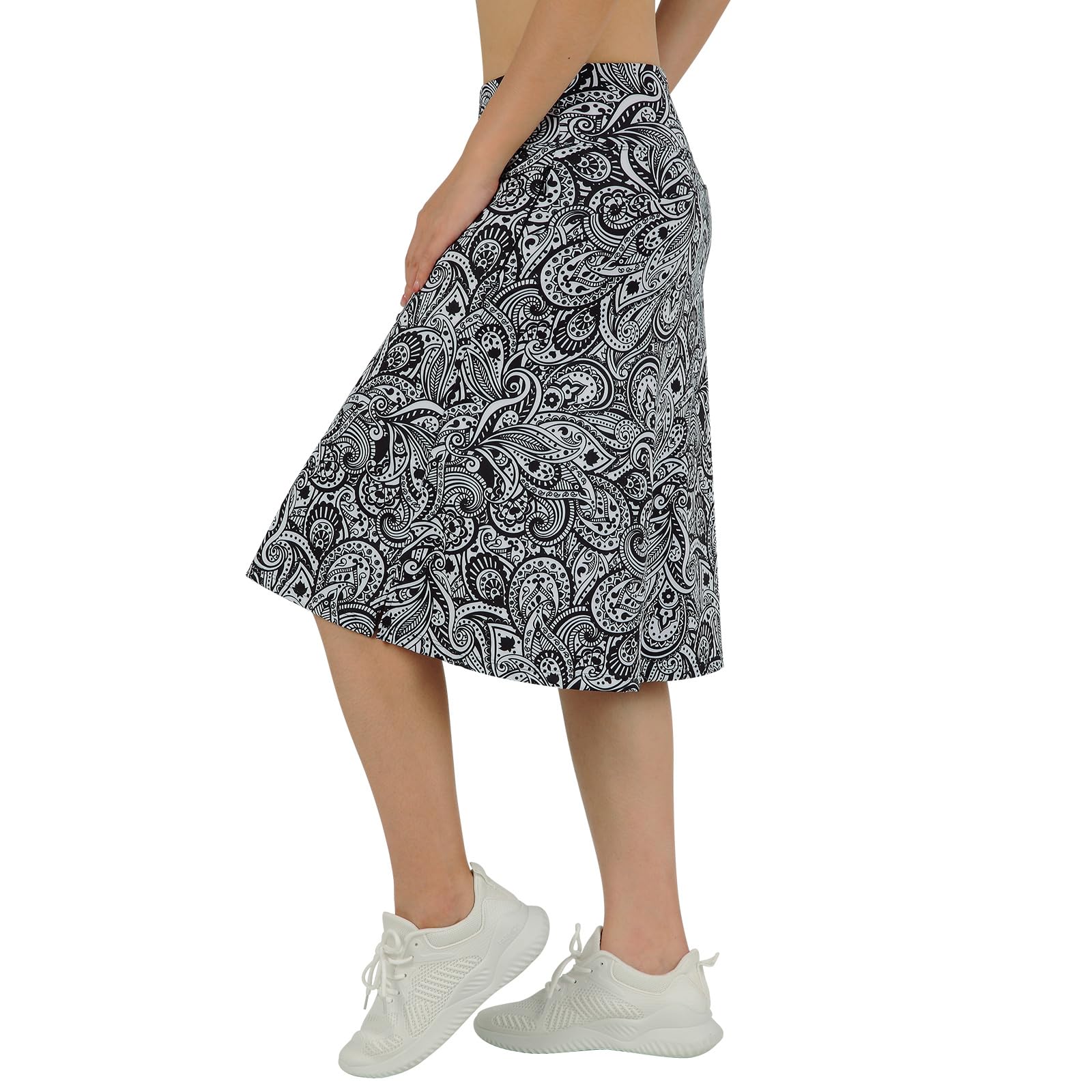 Jupe mi-longue pour femme avec poches, jupe midi avec short intégré, jupe de golf, de tennis pour un style décontracté