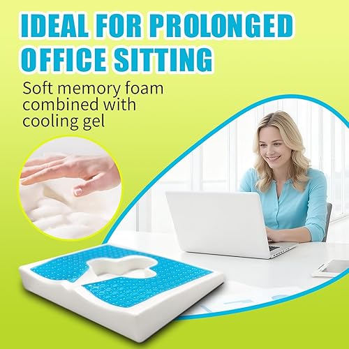 Miniatura 7 de Cojín de asiento de silla de ruedas de gel, cojines de dolor de cama para glúteos, alivia la ciática, espalda, coxis, almohada de alivio del dolor