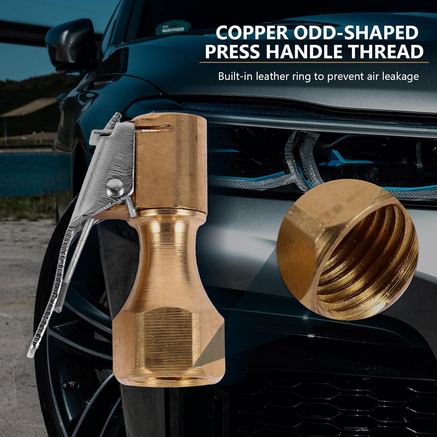 ABOOFAN 5 Pcs Copper Air Chuck with Clip, Straight Lock-on Tire Inflator Accessory, Pneumatic Compressor Parts for Vehicle Tire Inflation