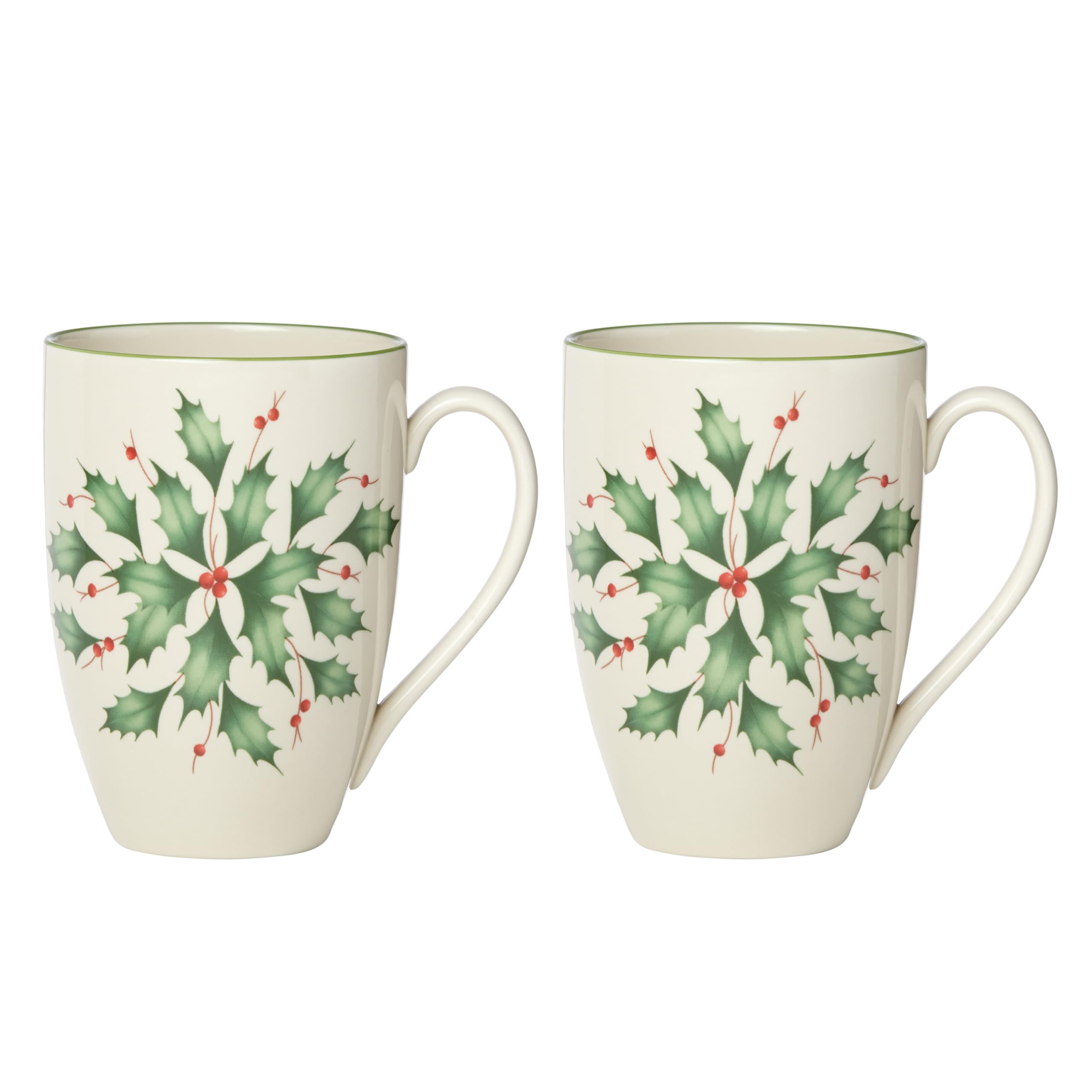 Amazon.com: Lenox Coffee Mugs, Hosting The Holidays 2-Piece Holly 14 Oz Mug  Set, Ivory Porcelain, Dishwasher and Microwave Safe, Christmas Holly  Drinkware Set, Christmas Decorations (White/Green, 14 Oz, 2 Pieces) : Home